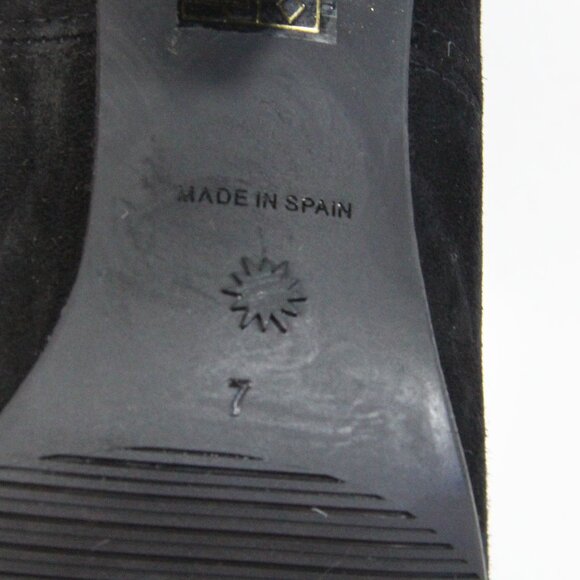 Stuart Weitzman Knee High Boots sz 7 Women Black Suede Heel Pull on Livia - Picture 16 of 16